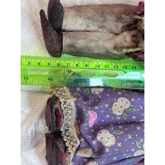 Vtg Mexican Gourd Doll Handmade Paper Mache Folk Art Girl and Boy  Pet READ - Picture 15 of 16